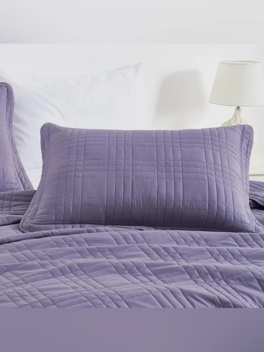 Lilac Quilted king 3 piece Bedspread Set